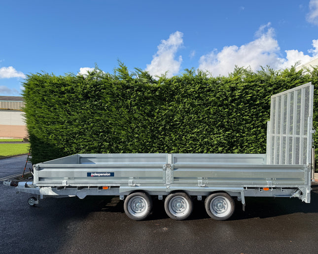 Indespension Braked 16' x 6'6" Triple Axle Flatbed Trailer