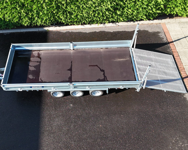 Indespension Braked 16' x 6'6" Triple Axle Flatbed Trailer