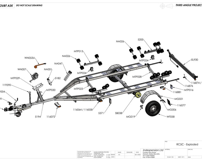 Indespension Roller Coaster 5 - 1300kg Marine Trailer