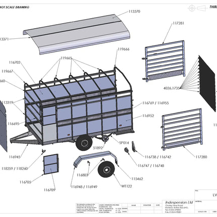 Indespension Twin Axle 12' x 6' x 6'H Livestock Trailer