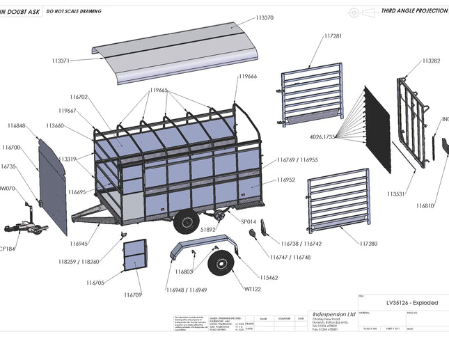 Indespension Twin Axle 12' x 6' x 6'H Livestock Trailer