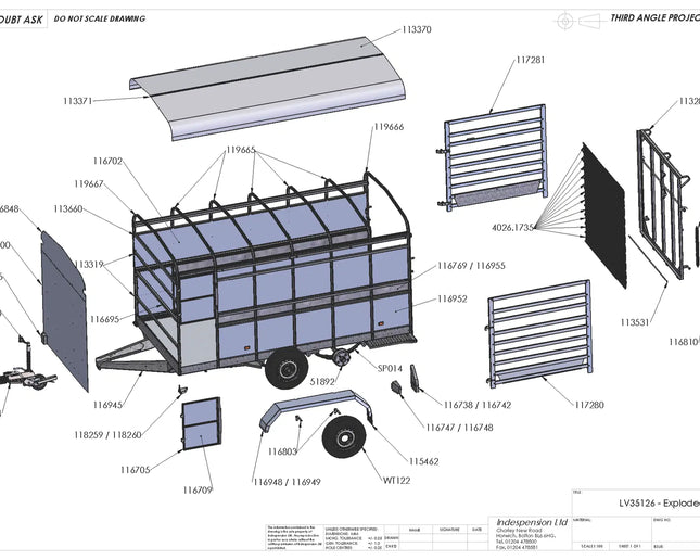 Indespension Twin Axle 12' x 6' x 6'H Livestock Trailer