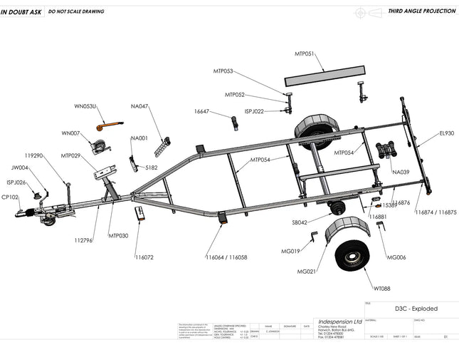 Indespension Dipper 3 - 1650kg Marine Trailer