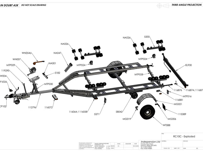 Indespension Roller Coaster 10 - 1650kg Marine Trailer