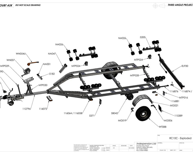 Indespension Roller Coaster 10 - 1650kg Marine Trailer