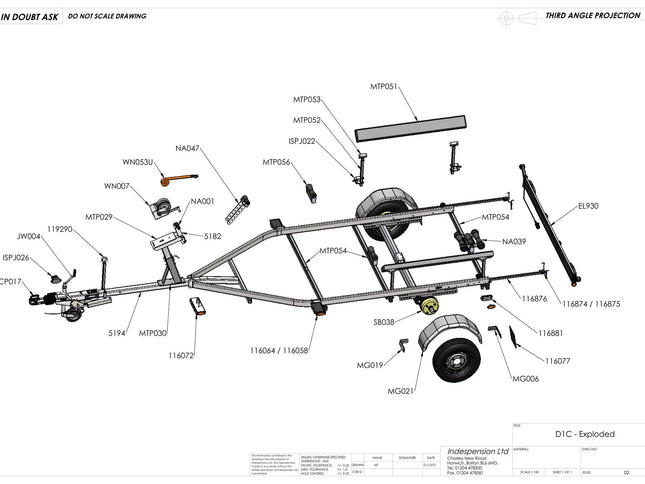 Indespension Dipper 1 - 1100kg Marine Trailer