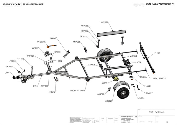 Indespension Dipper 1 - 1100kg Marine Trailer