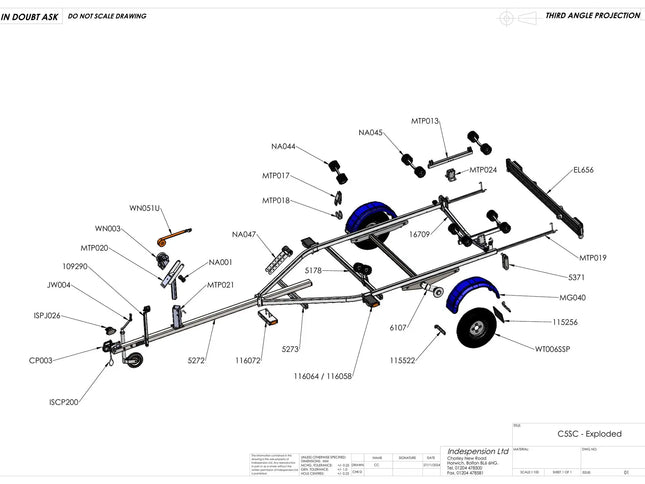 Indespension Coaster 5 Swing - 5m Marine Trailer