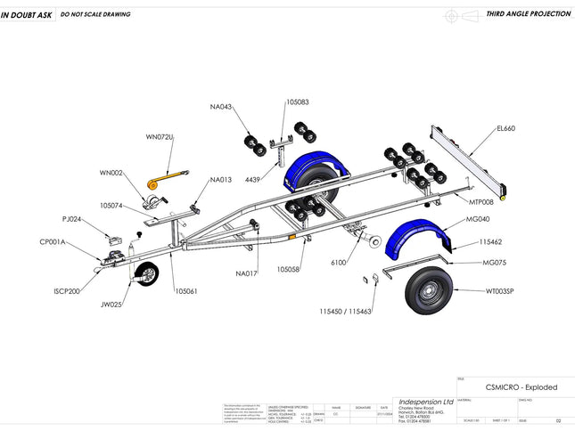 Indespension Coaster Micro Swing - 3.9m Marine Trailer