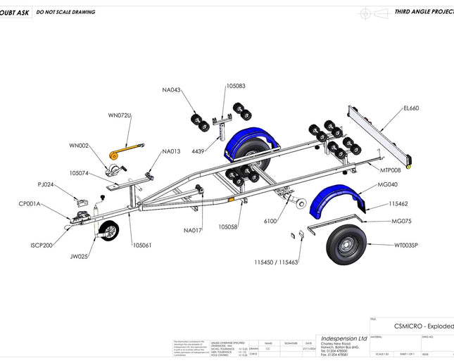Indespension Coaster Micro Swing - 3.9m Marine Trailer