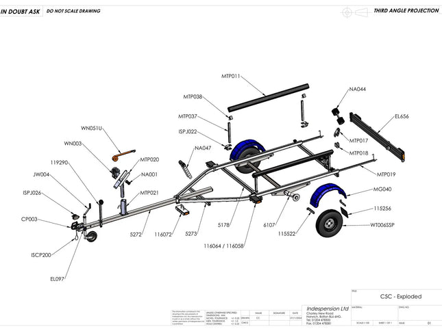 Indespension Coaster 5 - 5m Marine Trailer