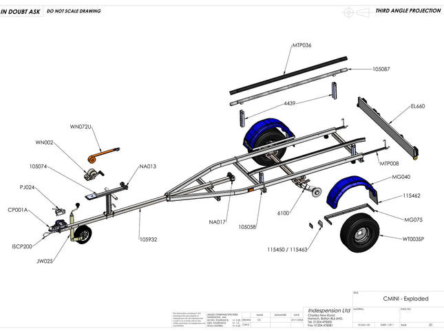 Indespension Coaster Mini - 4.5m Marine Trailer