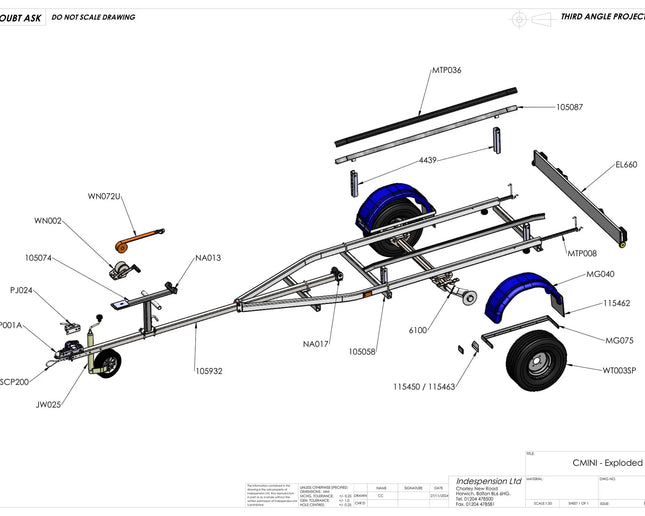 Indespension Coaster Mini - 4.5m Marine Trailer