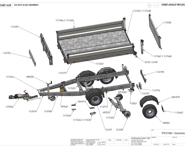 8'1 x 5'3 Manual Rear Tipper Trailer