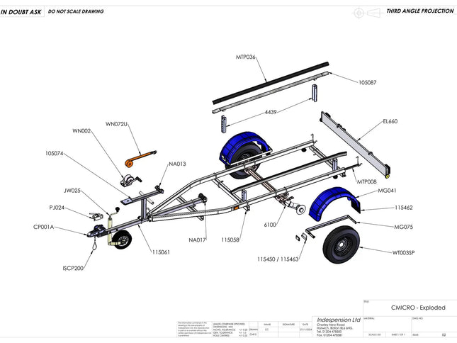 Indespension Coaster Micro - 3.9m Marine Trailer